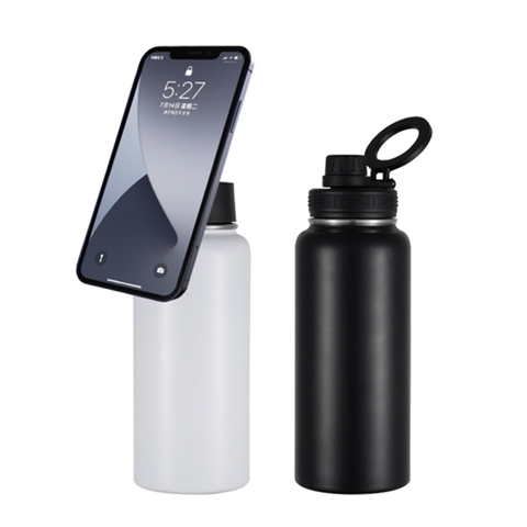 磁吸不鏽鋼運動水壺兼手機架